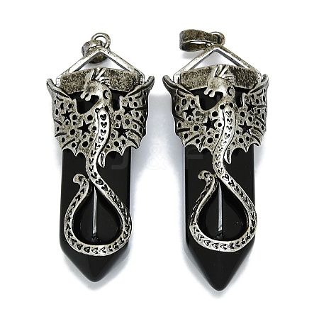 Natural Obsidian Faceted Pointed Bullet Big Pendants G-Q165-02AS-02-1
