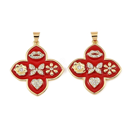 Brass Micro Pave Clear Cubic Zirconia Pendants KK-CBA9175-23G-1