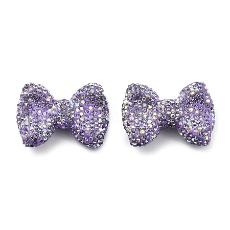 Bowknot Shape Polymer Clay Rhinestone Beads CLAY-NH0001-05F-1