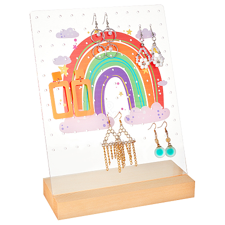 Transparent Acrylic Slant Back Earring Display Stands EDIS-WH0035-20B-03-1