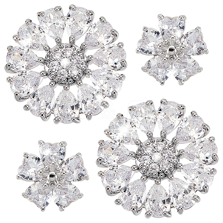 4Pcs 2 Styles 1-Hole Alloy Shank Button BUTT-PH0001-23-1