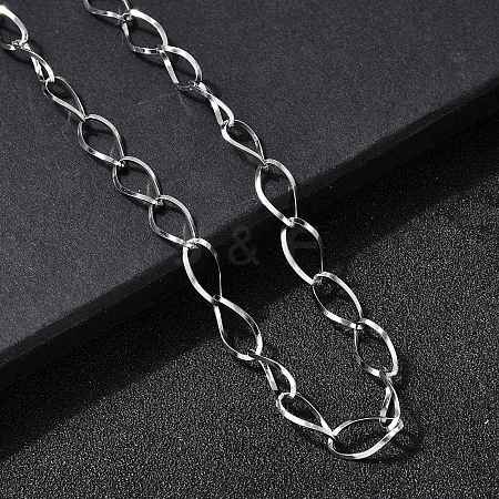 304 Stainless Steel Teardrop Link Chain Necklaces for Women Men NJEW-A058-02P-1