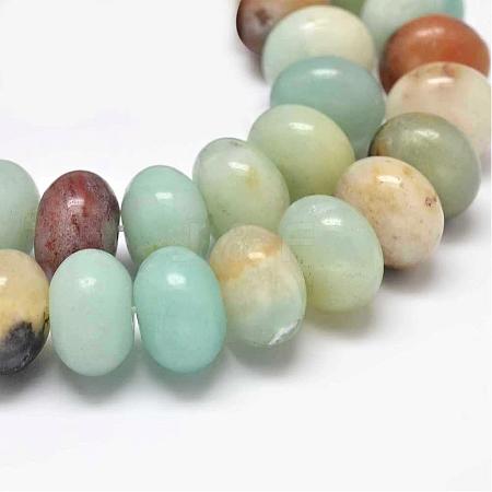 Rondelle Natural Flower Amazonite Beads Strands G-K094-8x5mm-A-1