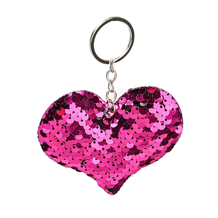 PVC Reflective Sequin Heart Pendant Keychain KEYC-L033-01P-03-1