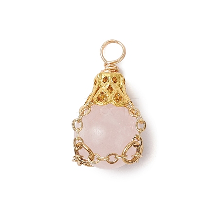 Natural Rose Quartz Pendants PALLOY-JF03396-01-1