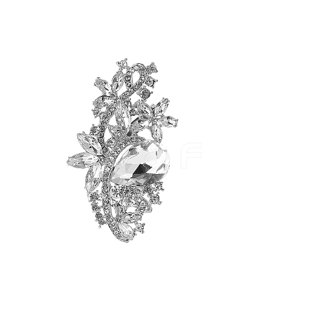 Flower Alloy & Glass Brooch PW-WGC0DFD-07-1