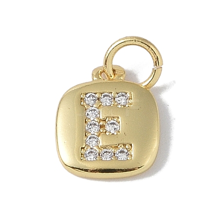 Rack Plating Brass Micro Pave CLear Cubic Zirconia Charms KK-E110-14G-E-1