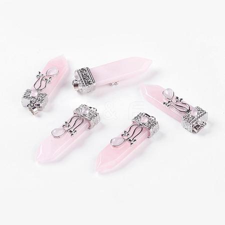 Natural Rose Quartz Big Pendants G-G718-A05-1