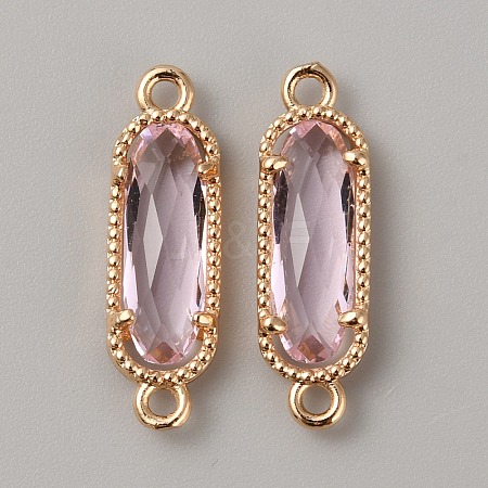 Golden Plated Brass Pave Glass Connector Charms FIND-WH0110-728G-06-1