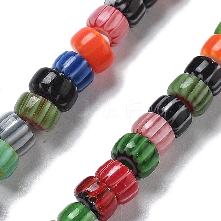 Handmade Millefiori Lampwork Beads Strands LAMP-F035-03-1