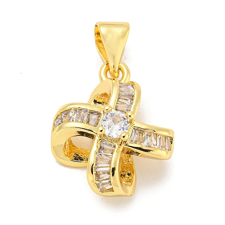 Rack Plating Brass Micro Pave Clear Cubic Zirconia Pendants KK-B093-19G-1