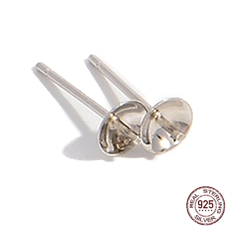 Rhodium Plated 925 Sterling Silver Stud Earring Findings STER-Z005-04P-1