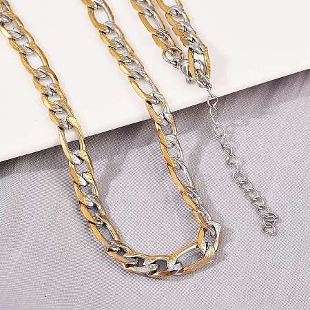 6MM 304 Stainless Steel Figaro Chain Necklaces for Women NJEW-G177-02GP-1