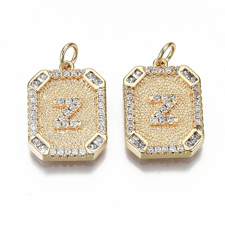 Brass Micro Pave Clear Cubic Zirconia Pendants KK-S356-234Z-G-NF-1