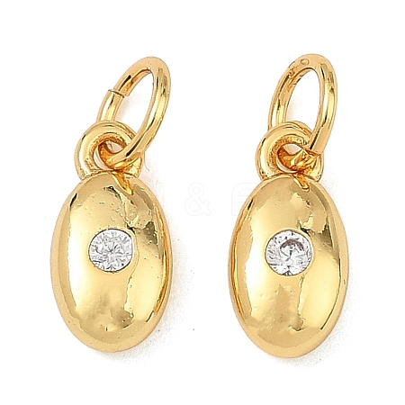 Brass Micro Pave Clear Cubic Zirconia Charms KK-F941-22G-1