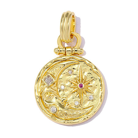 Brass Micro Pave Fuchsia Cubic Zirconia Pendants CU-OY002-03G-1