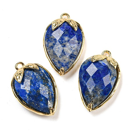 Natural Lapis Lazuli Faceted Pendants G-M431-06G-04-1