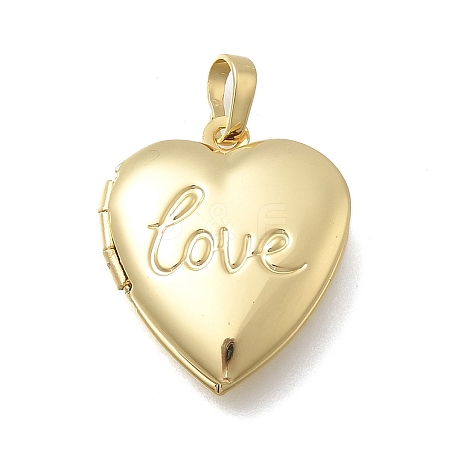 Valentine's Day Brass Heart Locket Pendants KK-D431-035G-G-1