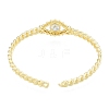 Cubic Zirconia Horse Eye Open Cuff Bangle BJEW-G651-04G-03-2