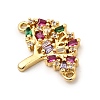 Brass Pave Colorful Cubic Zirconia Tree of Life Connector Charms KK-I360-031G-2