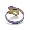 Rainbow Color Ion Plating(IP) 304 Stainless Steel Snake Open Cuff Ring for Women RJEW-A005-37MC-3