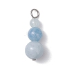Natural Aquamarine Round Beaded Pendants PALLOY-JF02867-13-1