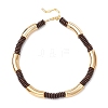 12MM Two Tone Acrylic & CCB Plastic & Coconut Curved Tube Beaded Necklaces for Women NJEW-JN05373-02-4