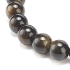 Natural Golden Sheen Obsidian Stretch Bracelet with Alloy Beads BJEW-JB08017-02-5