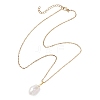 Natural Baroque Edison Keshi Pearl Oval Pendant 304 Stainless Steel Cable Chain Necklaces NJEW-JN05963-4