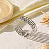 Hammered 304 Stainless Steel Cuff Bangles BJEW-H635-03P-1