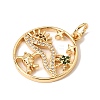 Brass Micro Pave Green Cubic Zirconia Pendants CU-CBA6344-06G-2