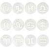 24Pcs 12 Styles 12 Constellation Natural Freshwater Shell Hollower Flat Round Charms SHEL-BBC0001-12-1
