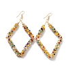 Big Rhombus Glass Seed Beads Dangle Earrings for Girl Women EJEW-I258-01G-1