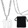1Pc 304 Stainless Steel Figaro Chain Number Pendant Necklaces NJEW-BBC0001-28C-P-1