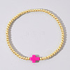 Cross Synthetic Turquoise & Round Brass Beaded Stretch Bracelets VG5379-3-1