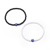 2Pcs 2 Color Lampwork Evil Eye & Acrylic Beaded Stretch Bracelets Set for Women BJEW-JB08610-1