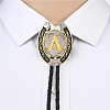 Cowboy Western Alloy Horseshoes & Letter Pendant Bolo Tie Necklaces NJEW-WH20014-02A-5