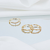 3Pcs 3 Styles Brass & Rhinestone & ABS Imitation Pearl Cuff Rings for Women RJEW-LP0010-02-3