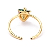 Brass Enamel Strawberry Cuff Rings RJEW-O046-04G-3