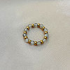 201 Stainless Steel with Natural Moonstone Round Beaded Stretch Finger Rings FS-WGCE9C4-04-1