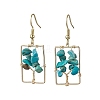 Dyed Natural Howlite Chips Tree Dangle Earrings EJEW-JE05734-01-1