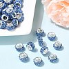 Polymer Clay Rhinestone European Large Hole Beads with Silver Color Plated Brass Cores FPDL-R002-08-5