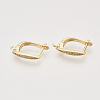 Brass Micro Pave Cubic Zirconia Hoop Earring Findings with Latch Back Closure X-KK-T048-033G-NF-1
