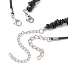 2Pcs 2 Style Natural Obsidian Bullet & Alloy Sun Pendant Necklaces Set NJEW-JN04514-02-5