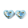Flower Printed Opaque Acrylic Heart Beads SACR-S305-28-G02-2