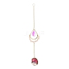 Natural Rose Quartz Chips & Agate Slice Suncatcher AJEW-C048-01A-1