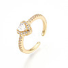 Brass Micro Pave Clear Cubic Zirconia Cuff Rings for Women KK-T074-13G-4
