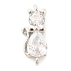 Brass Micro Pave Cubic Zirconia Kitten Links Connectors ZIRC-G157-50P-1