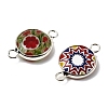 Handmade Millefiori Lampwork Flat Round Connector Charms LAMP-D002-02B-S-2