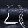 201 Stainless Steel Grim Reape Scythe Pendant Necklaces LS-NJEW-H065-22P-1